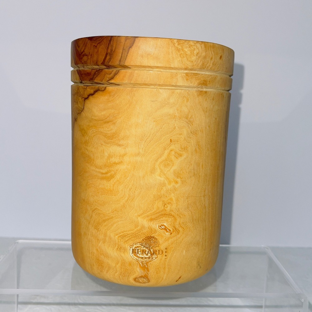 Berard Kitchen Utensil Holder 6in Olive Wood French Handcrafted Brown Crock